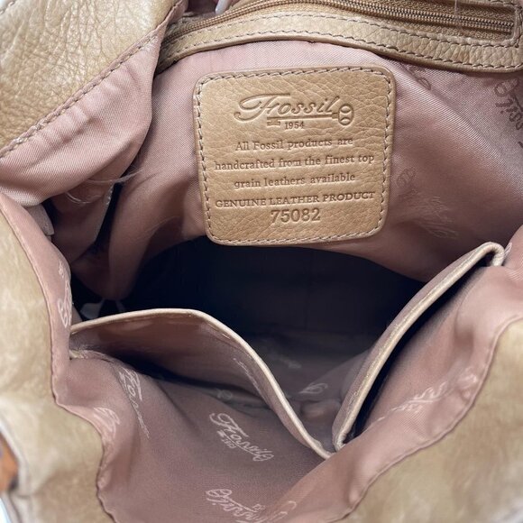 Fossil Tan Leather Woven Straps Tote Shoulder Bag